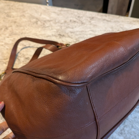 Frye Madison Cognac Leather Shoulder Hobo Bag - Picture 9 of 16